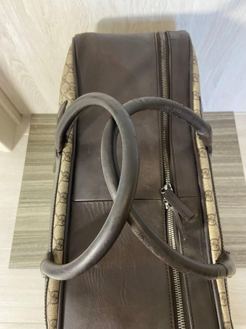 極稀少 GUCCI ボストンバッグ　GG スプリーム　レザー　PVC 大容量