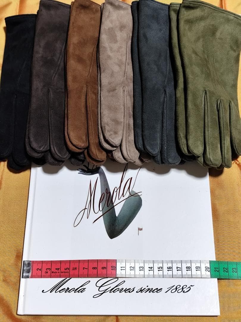 今季 メローラ スエード黒 カシミア黒 グローブ 革手袋 MEROLA