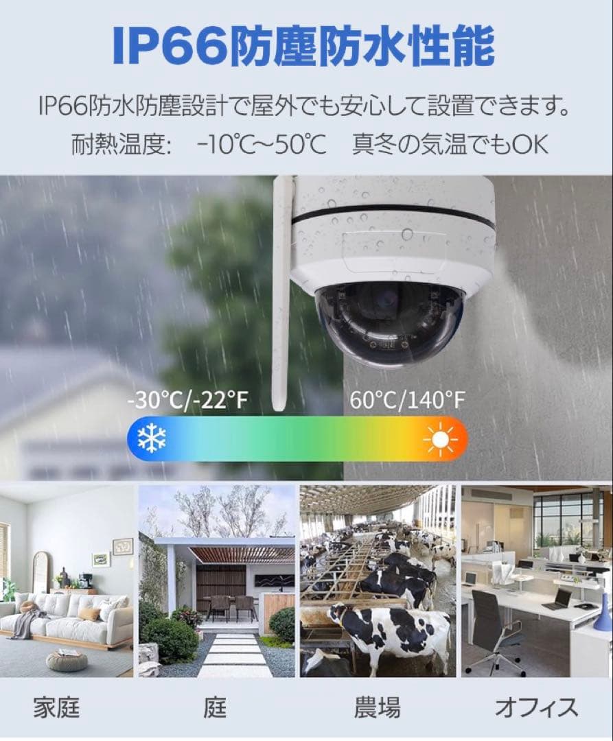 AKIBAGADGET 防犯カメラ 500万画素 PTZ機能 スマホ遠隔操作