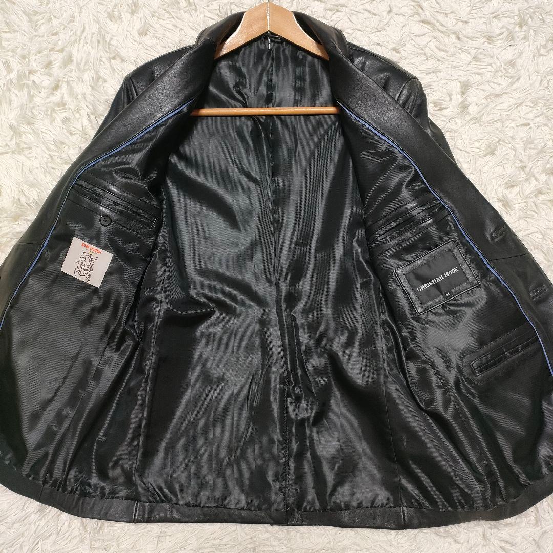 【美品】 羊革　CHRISTIAN MODE　テーラードジャケット　黒　メンズ