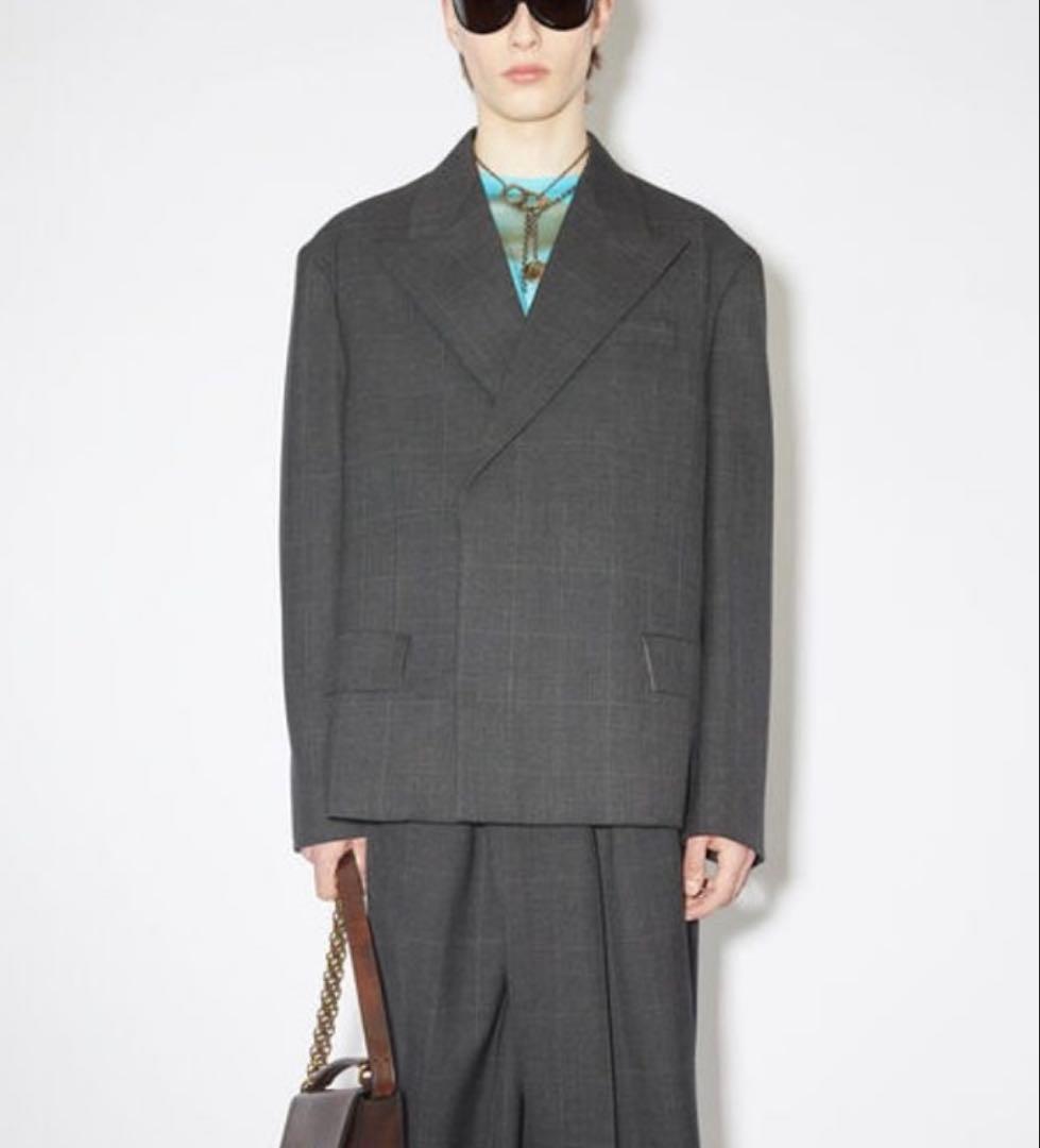 【hasu】Acne Studiosグレーダブルブレストチェックジャケット