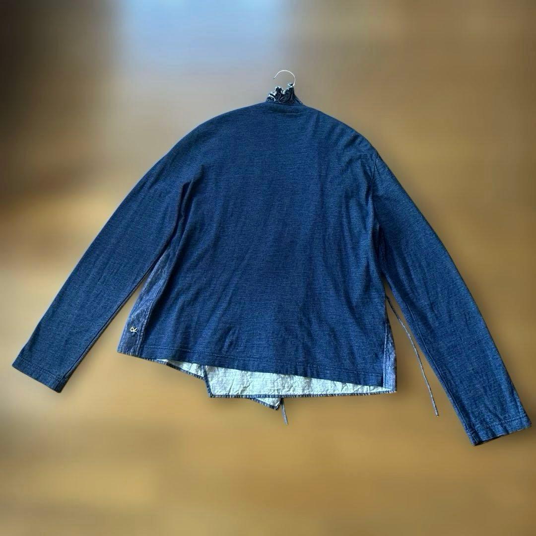 美品★45R★インディゴ染　ゴマデニム　天竺フリルのボレロ カシュクール