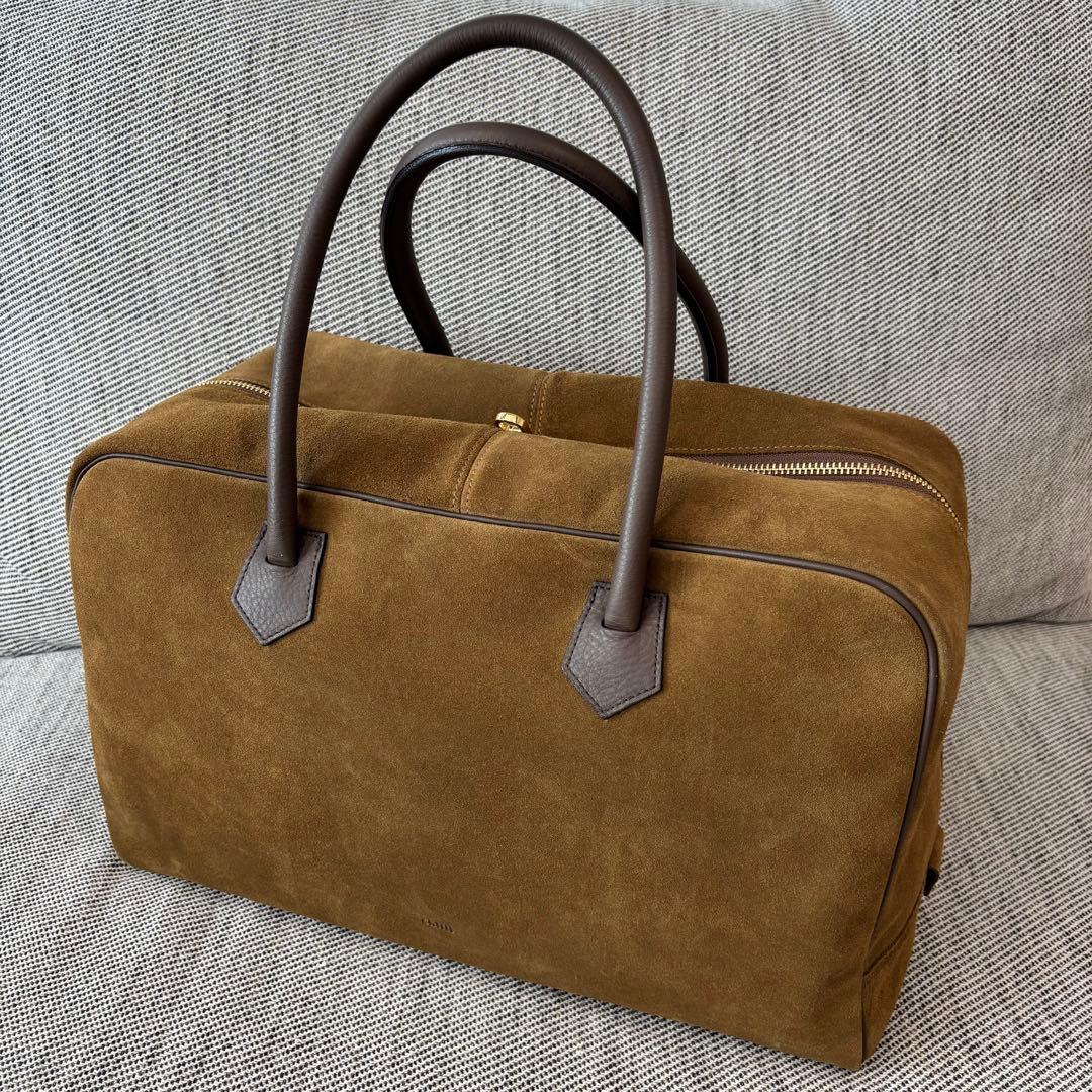 【美品】chiiiibagスウェードビッグボストンバッグ　キャメル