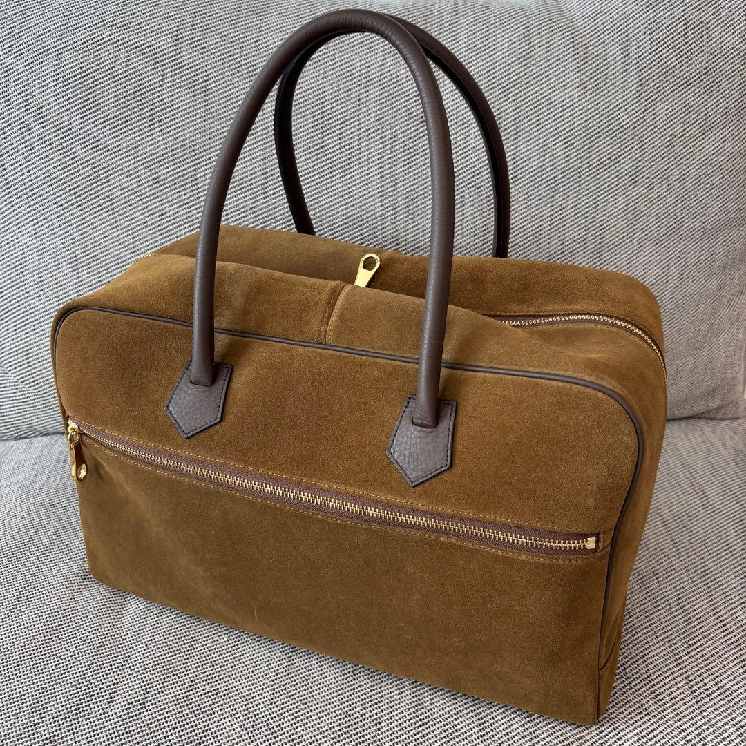 【美品】chiiiibagスウェードビッグボストンバッグ　キャメル