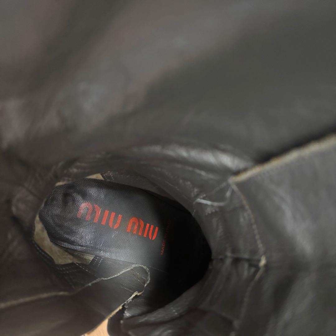 miumiu leather boots ミュウミュウ ブーツ