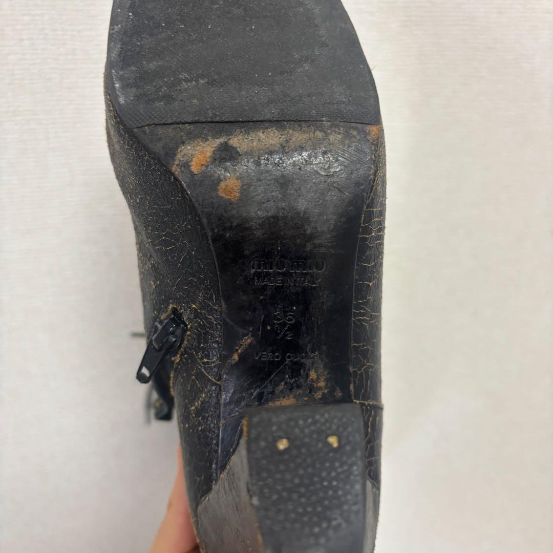 miumiu leather boots ミュウミュウ ブーツ