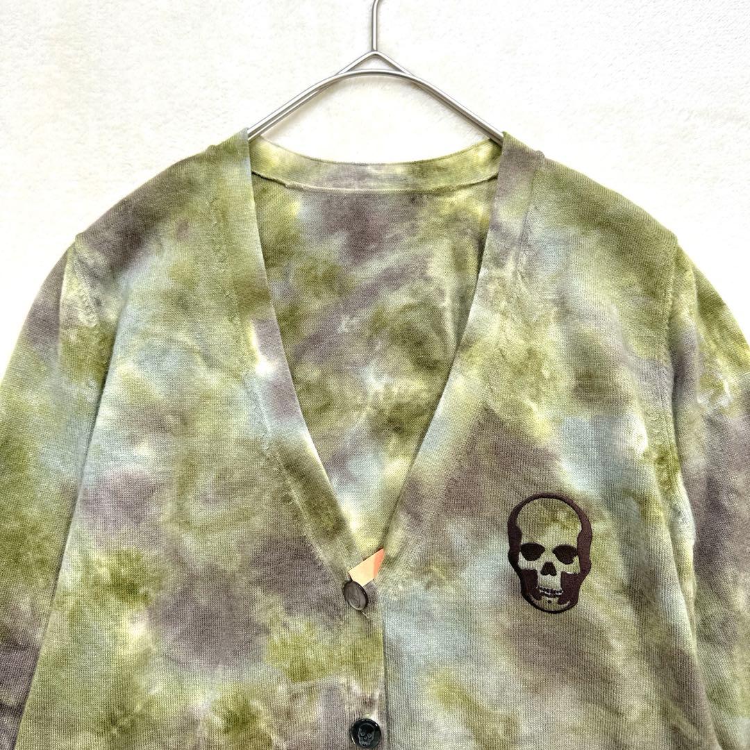極美品 ルシアンペラフィネ カシミヤ100% ニットカーディガン 迷彩 スカル