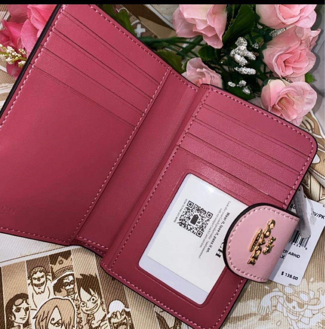 コーチCOACHシグネチャーレザーミディアム財布.パウダーピンク