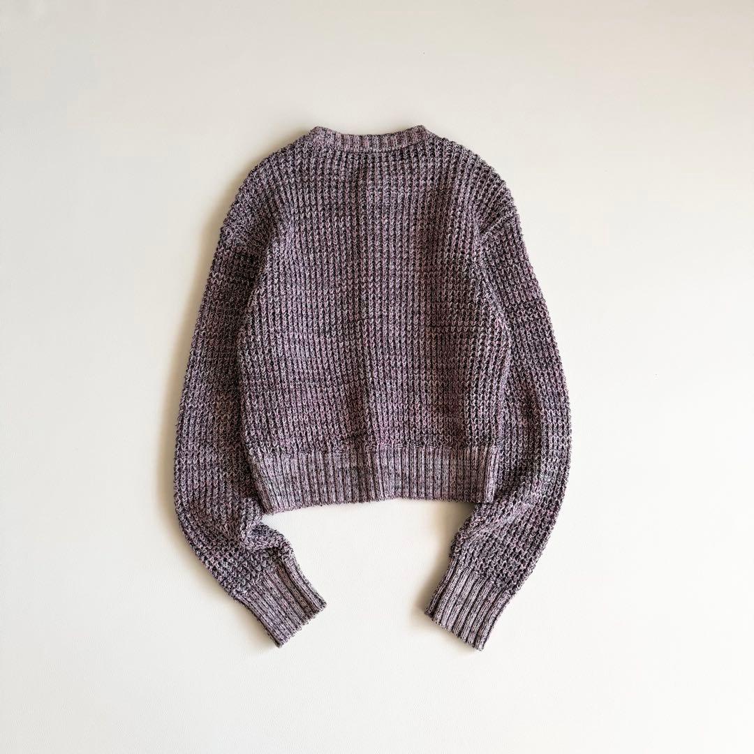【キャバン】コットンカシミヤワッフルMIX クルーネックカーディガン S