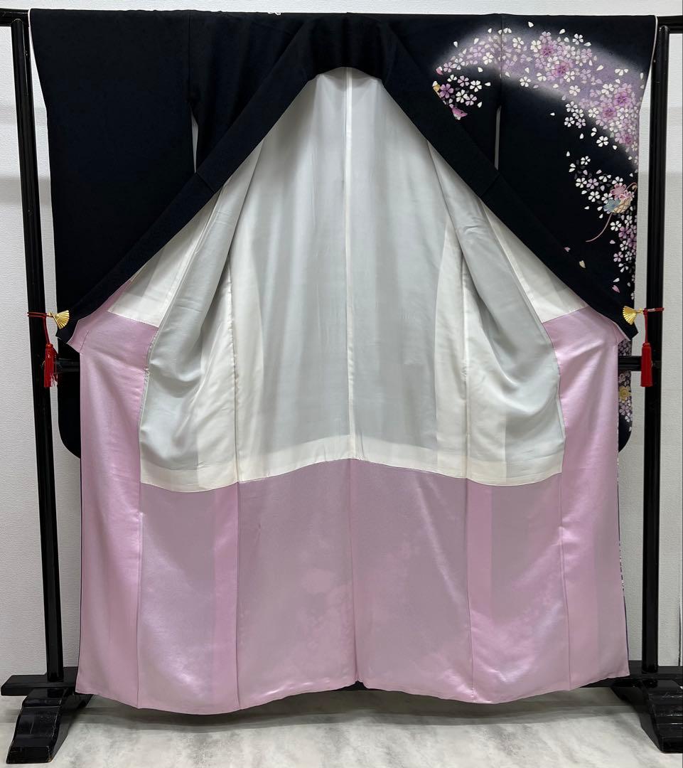 振り袖　フルセット　別誂長襦袢　成人式　金彩加工　刺繍入り　黒　刺繍半襟　803