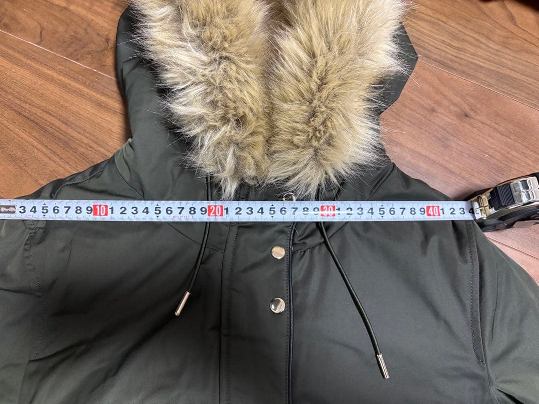ZARA trf モッズコート カーキ ボア ファー　フード付 Lサイズ