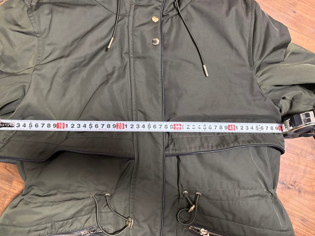 ZARA trf モッズコート カーキ ボア ファー　フード付 Lサイズ