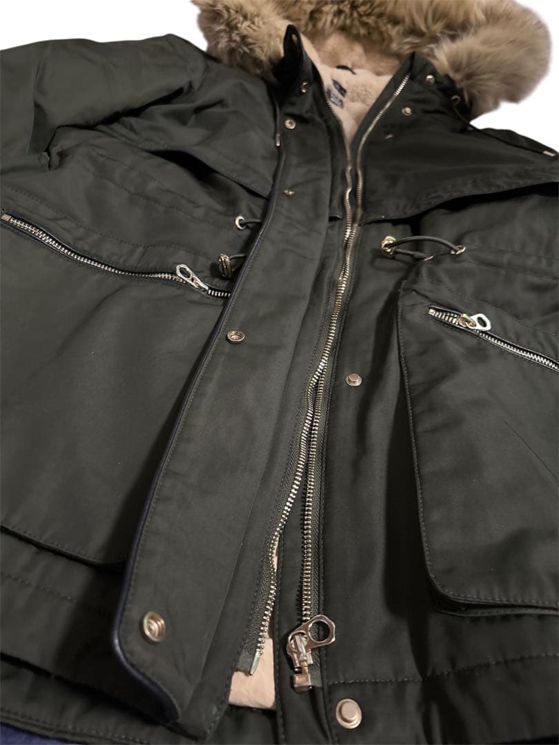 ZARA trf モッズコート カーキ ボア ファー　フード付 Lサイズ