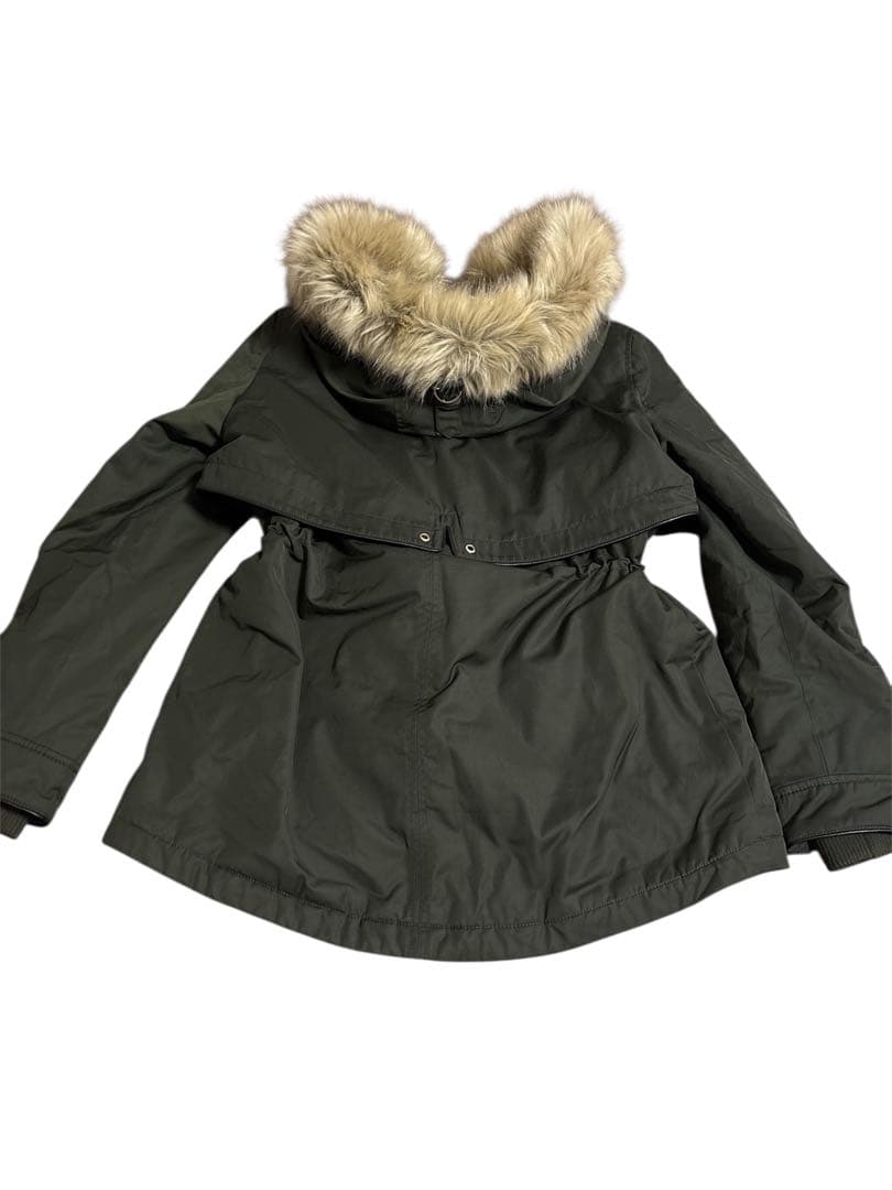 ZARA trf モッズコート カーキ ボア ファー　フード付 Lサイズ