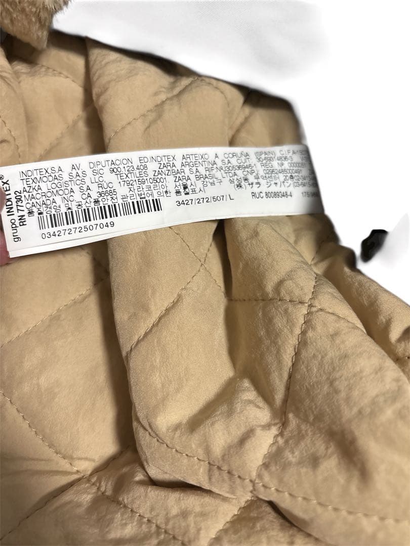 ZARA trf モッズコート カーキ ボア ファー　フード付 Lサイズ