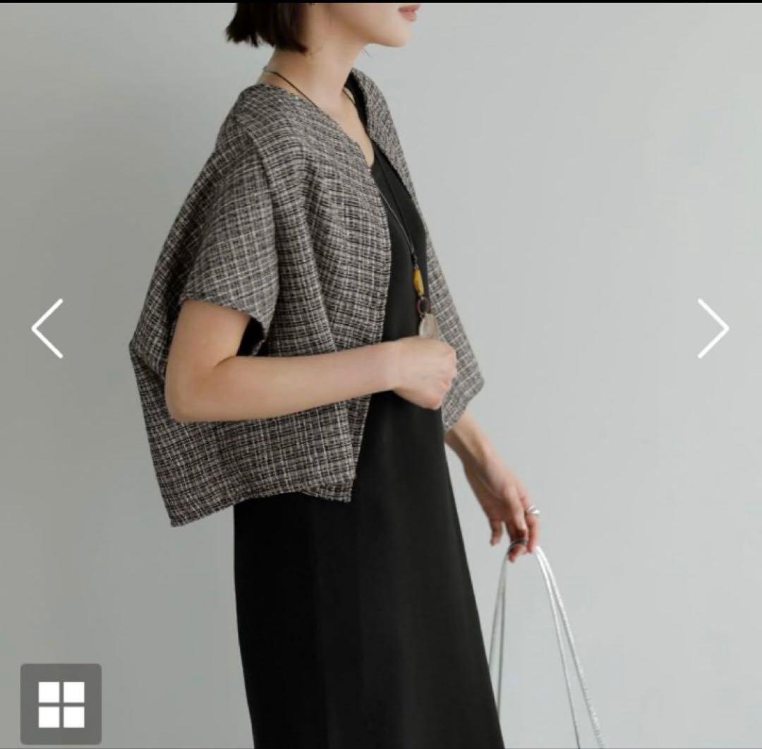 ［未使用品］スタイルデリ　サラッと軽いサマーツイード半袖ジャケット