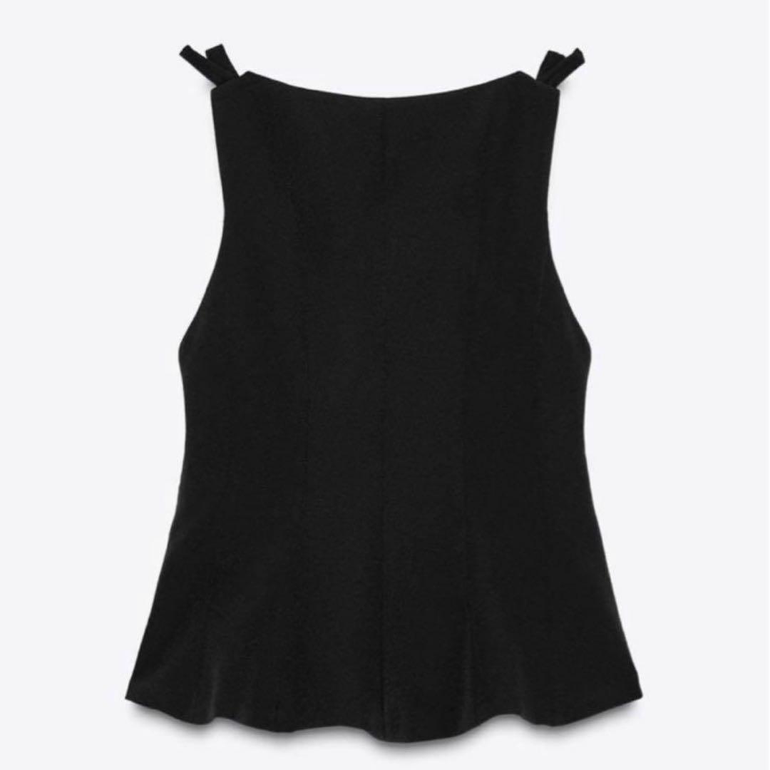 【完売品】ZARA ザラ ペプラムリボントップス⭐︎ブラックXS