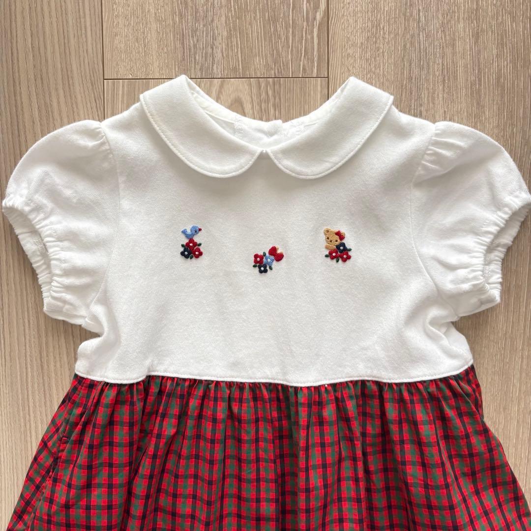 familiar ファミリア　ワンピース　90 現行品　赤チェック　XF