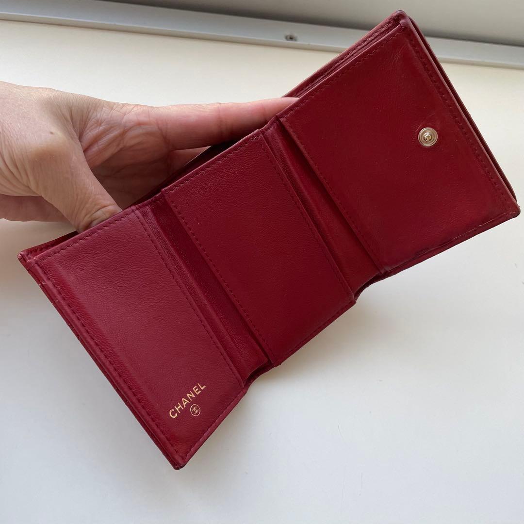 CHANEL シャネル ラムスキンマドモアゼル 三つ折り財布 ミニ財布