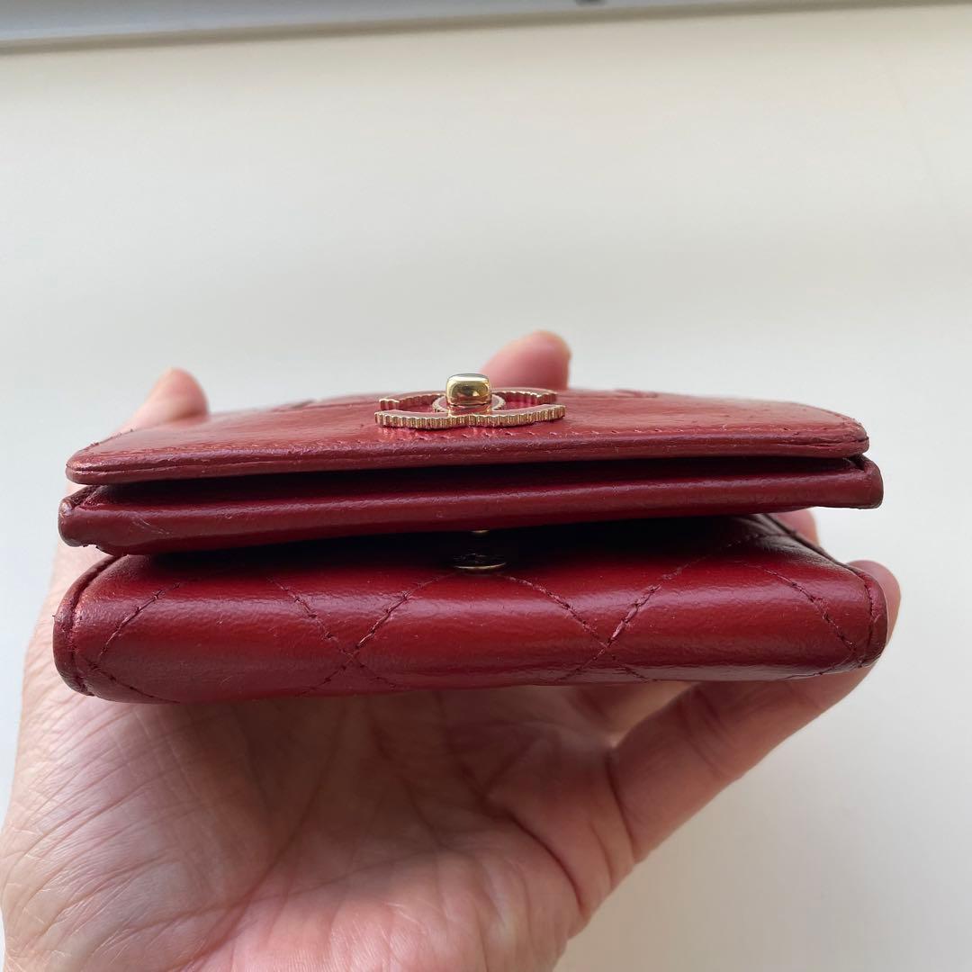 CHANEL シャネル ラムスキンマドモアゼル 三つ折り財布 ミニ財布