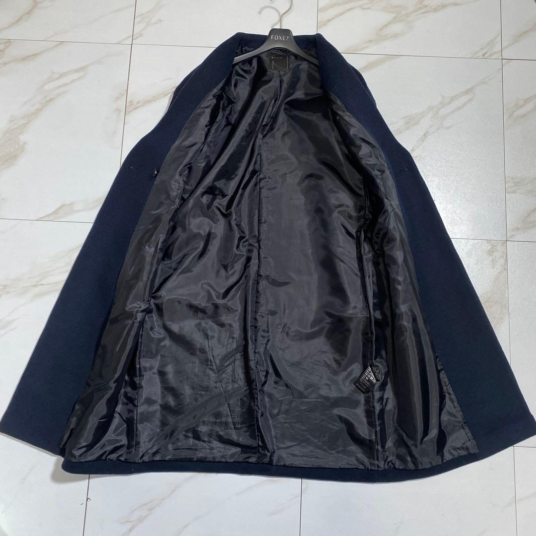 完売♡ノーブル MTR ノーカラーコート ウール 40 ネイビー