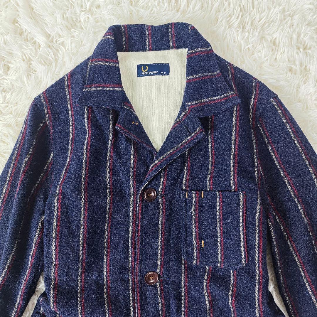 【高級】FRED PERRY×MOON 英国製ウールシャツジャケット M 紺系