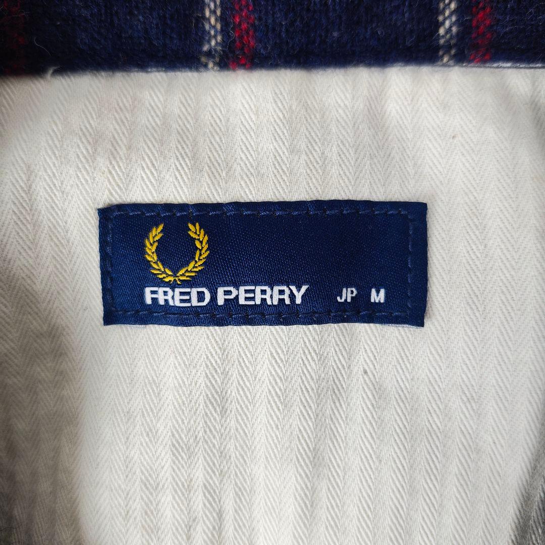 【高級】FRED PERRY×MOON 英国製ウールシャツジャケット M 紺系