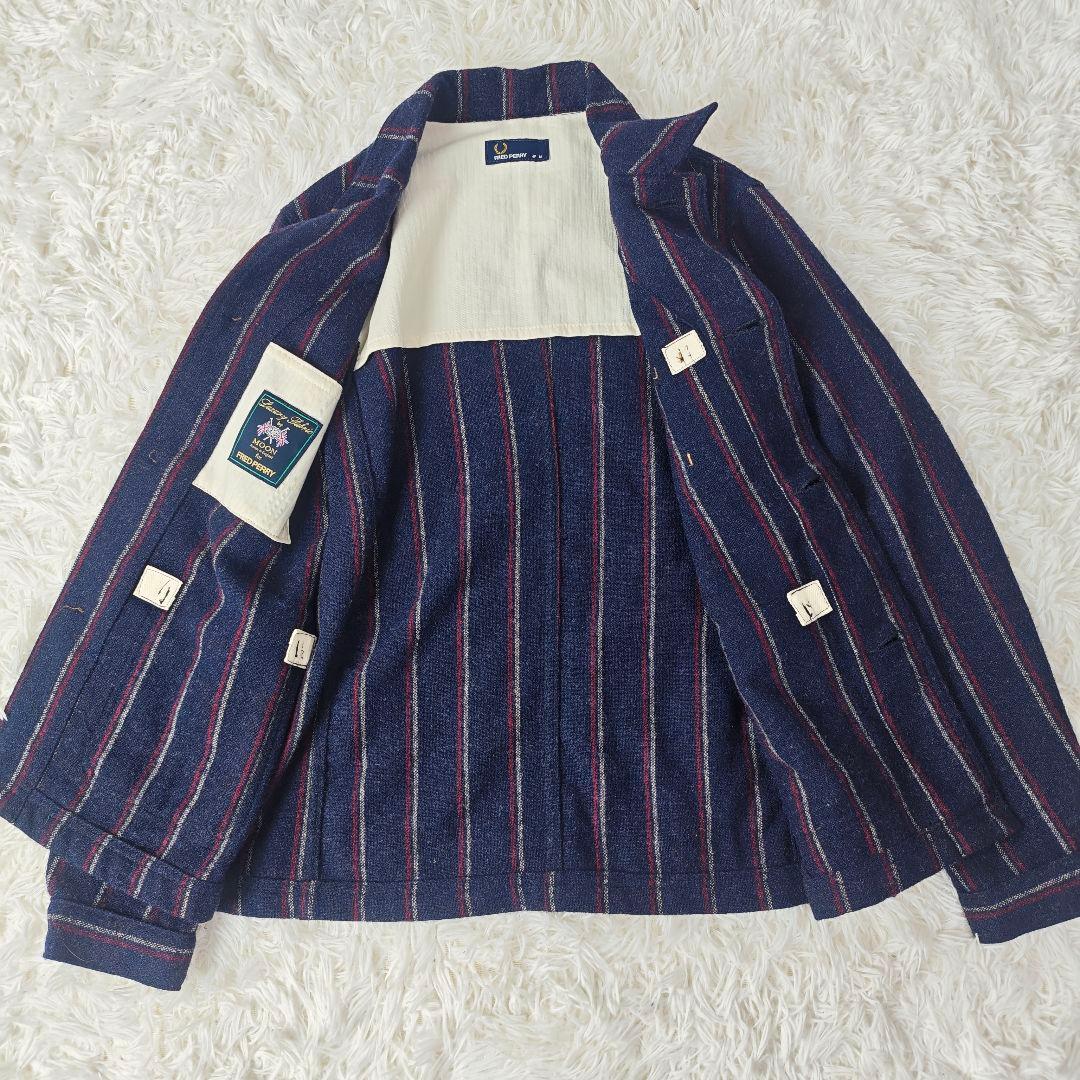 【高級】FRED PERRY×MOON 英国製ウールシャツジャケット M 紺系