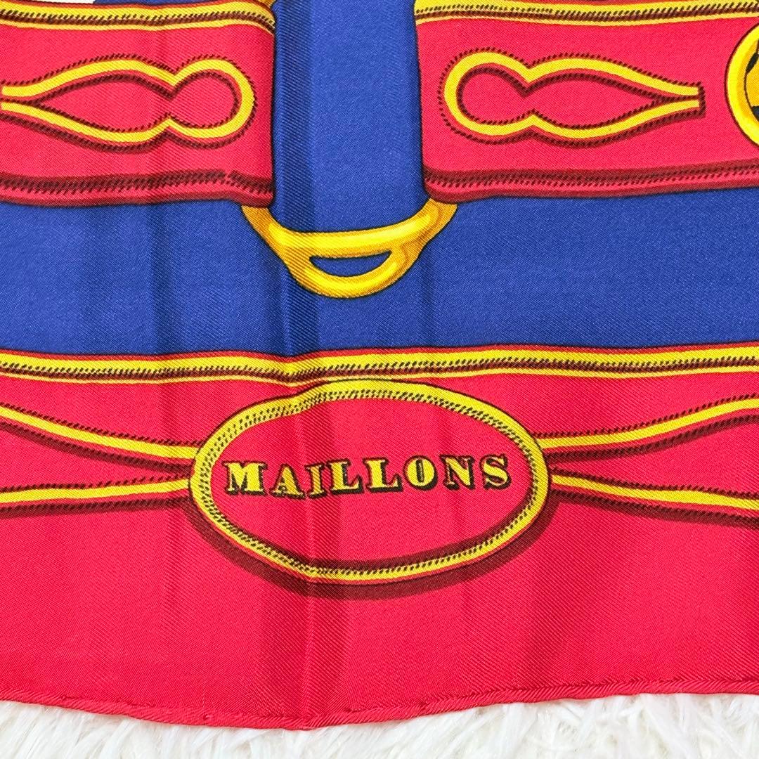 極美品★HERMESエルメスカレ90 MAILLONSマイヨンレッドネイビー