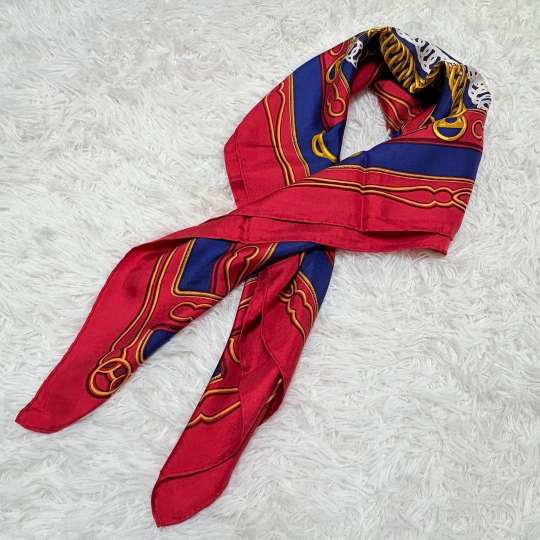 極美品★HERMESエルメスカレ90 MAILLONSマイヨンレッドネイビー