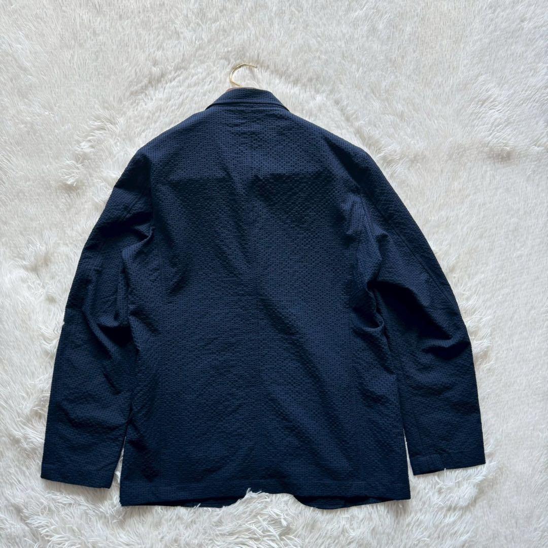 THE SHOP TK✨ジャケット シアサッカー　凹凸　洗える ネイビー XL