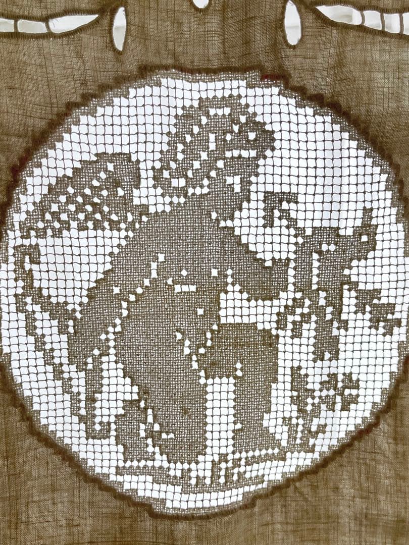 【美品】フランスアンティーク リシュリュー刺繍 天使のカーテンセット[3250]
