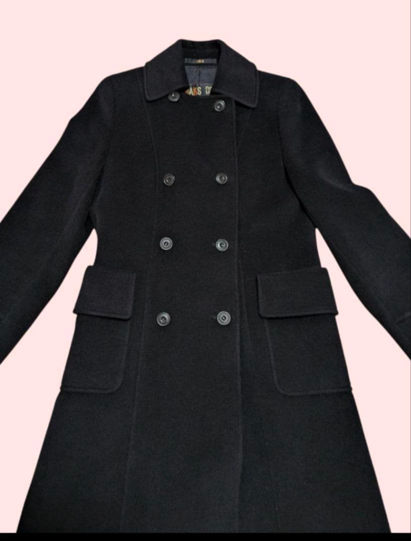 美品　DAKS 　ダックス　ウール　アンゴラ　ロングコート 　ブラック