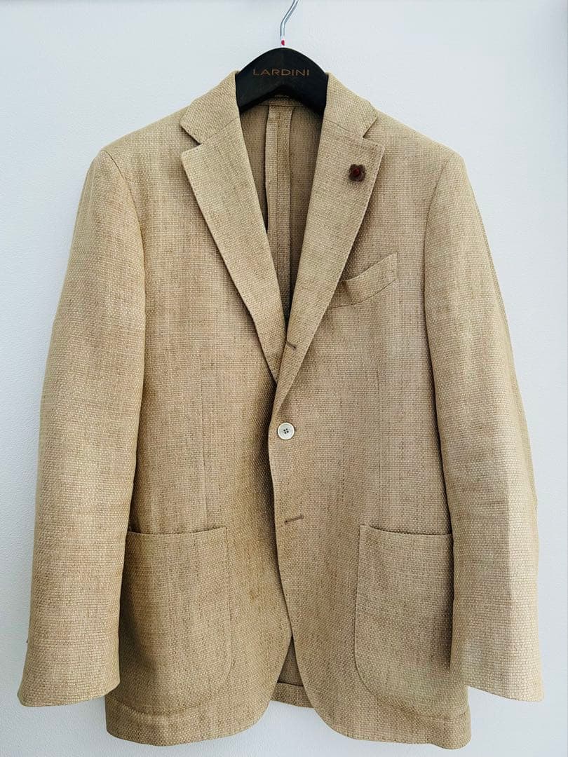 【3298】LARDINI ピン付きサイズ46ベージュテーラードジャケット
