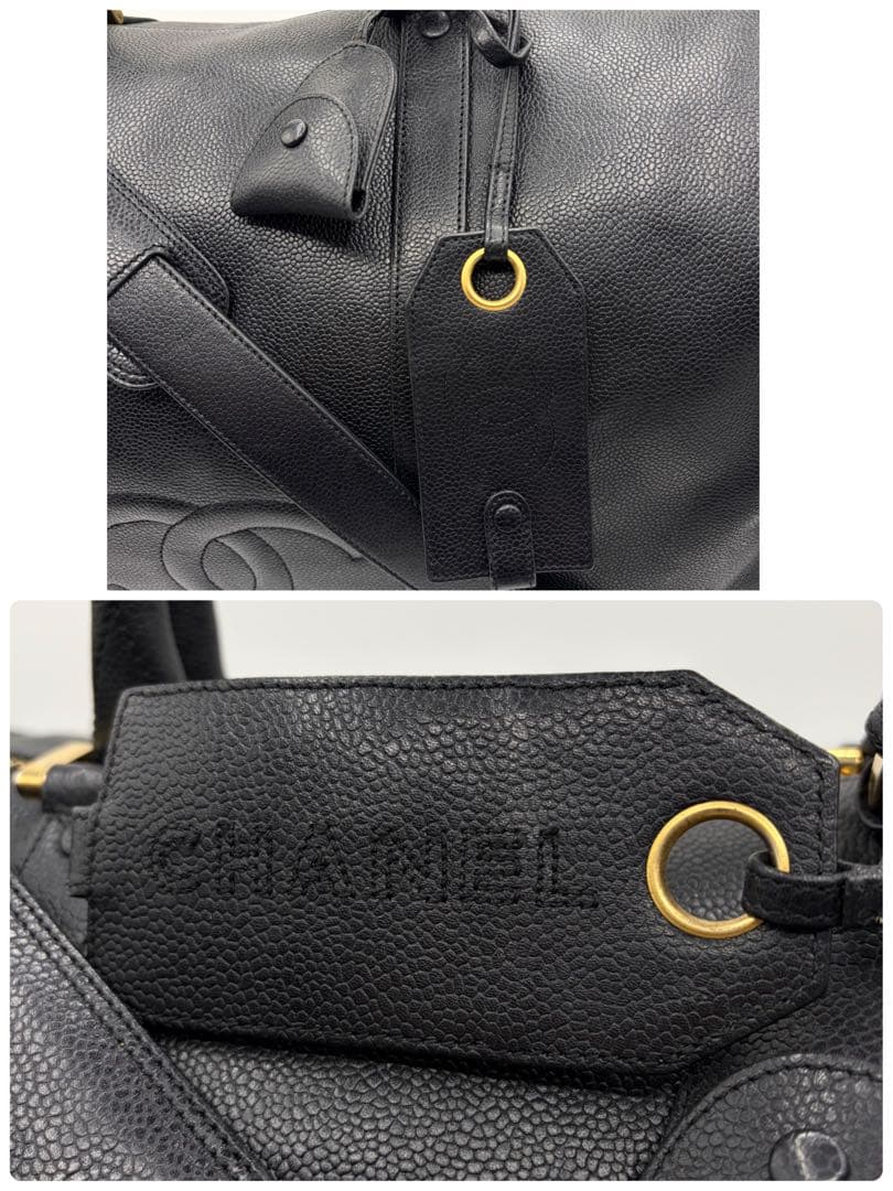 CHANEL シャネル ボストンバッグ キャビアスキン ココマーク ショルダー紐