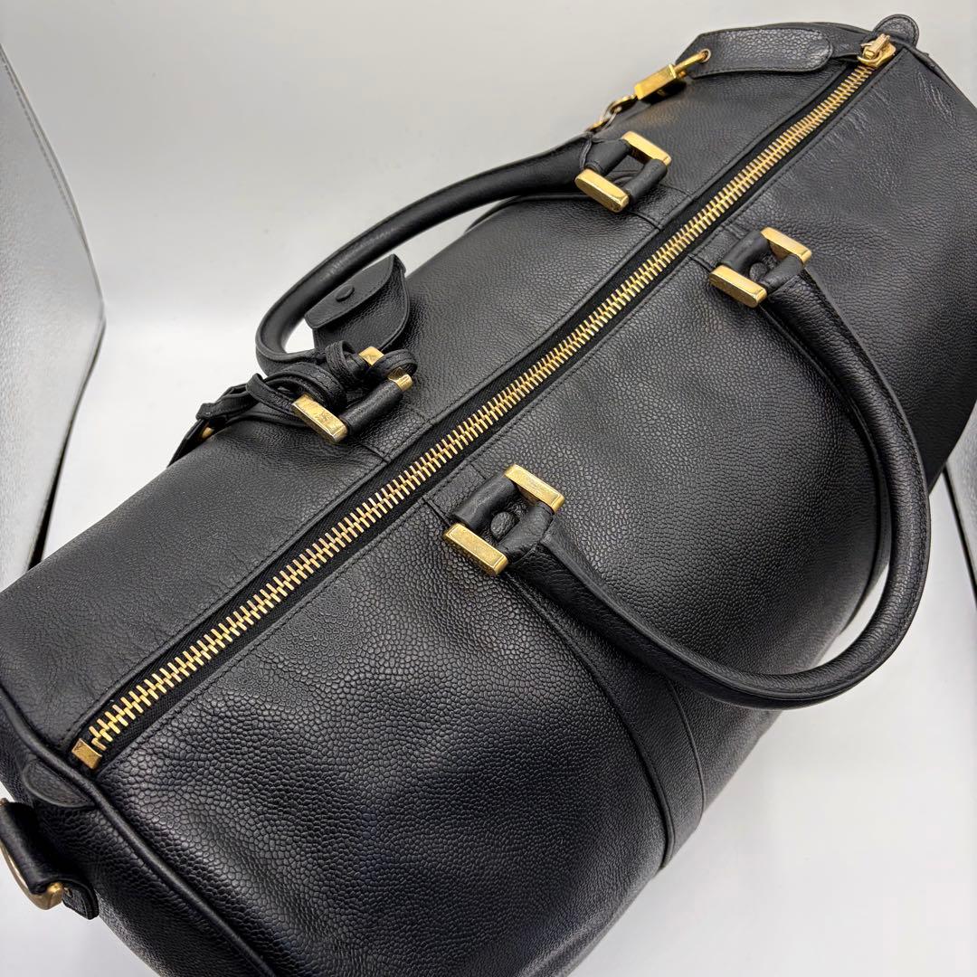 CHANEL シャネル ボストンバッグ キャビアスキン ココマーク ショルダー紐