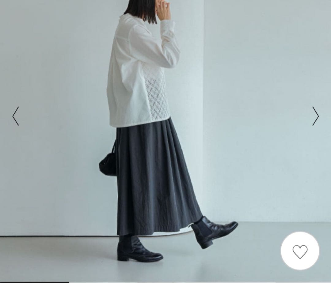 【美品】中川政七商店 ヘンプ麻と綿 ギャザースカート ロング チャコールグレー