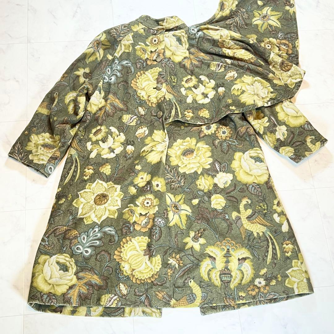 【希少】バレンシアガ BALENCIAGA コート 9号 総柄 グリーン 花柄