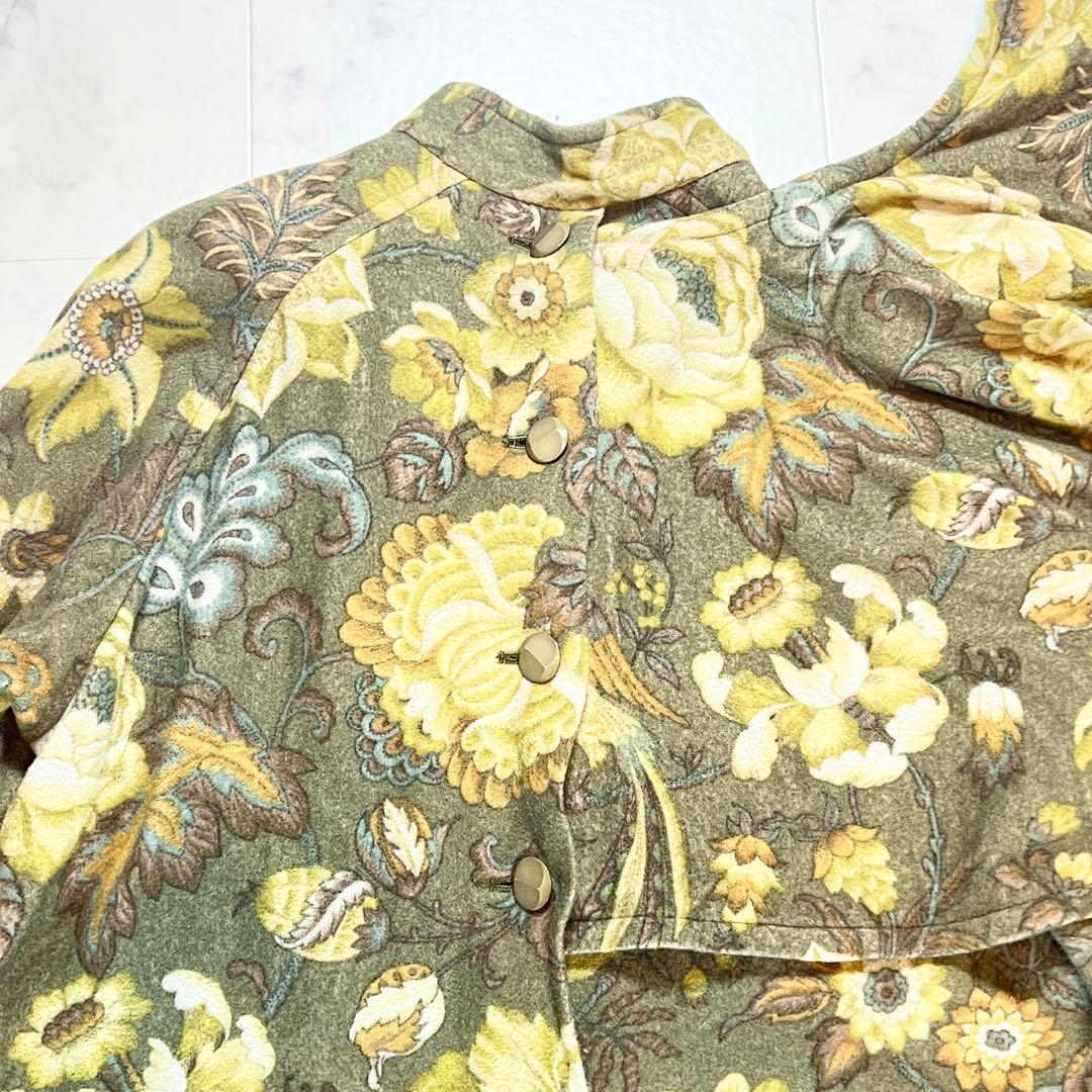 【希少】バレンシアガ BALENCIAGA コート 9号 総柄 グリーン 花柄
