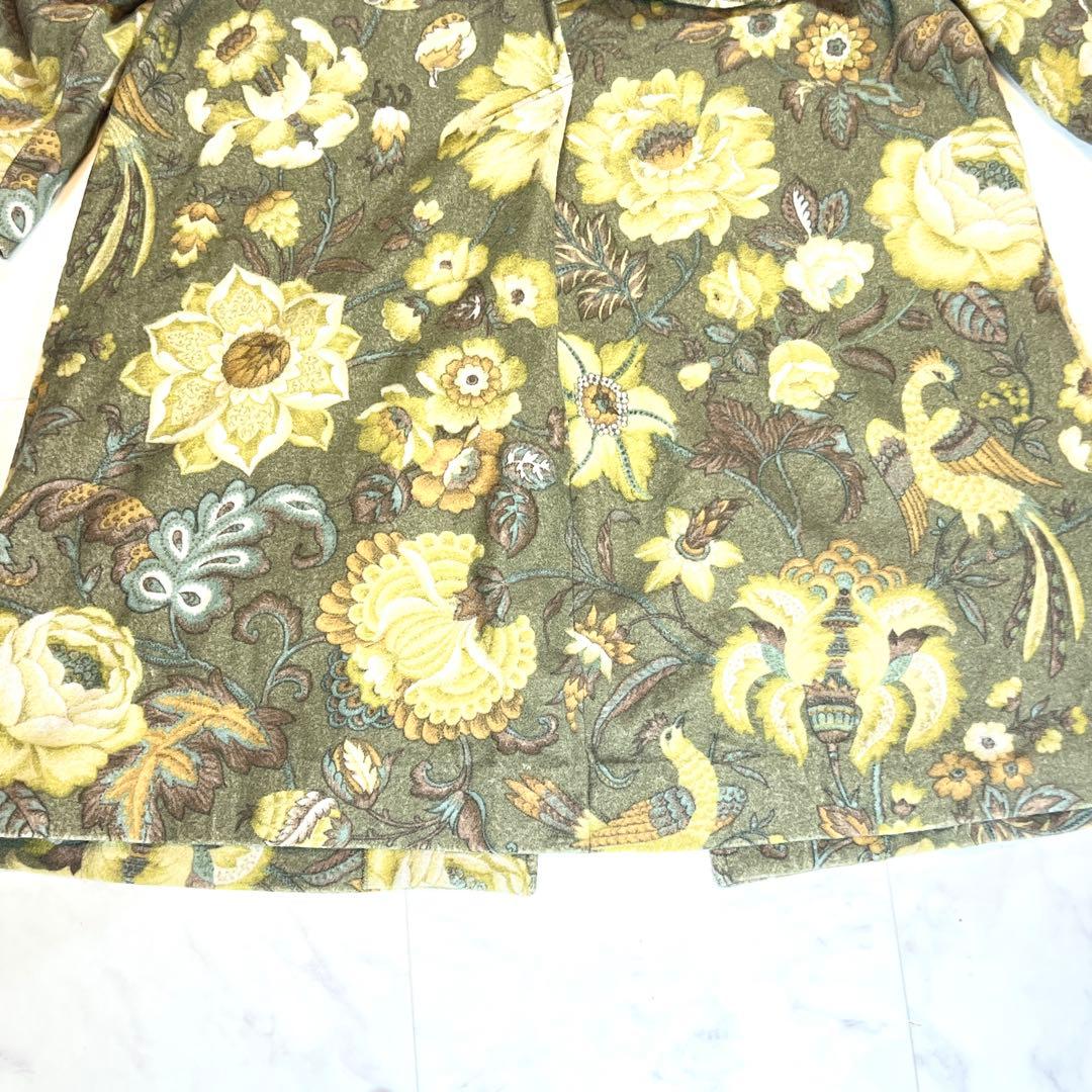 【希少】バレンシアガ BALENCIAGA コート 9号 総柄 グリーン 花柄