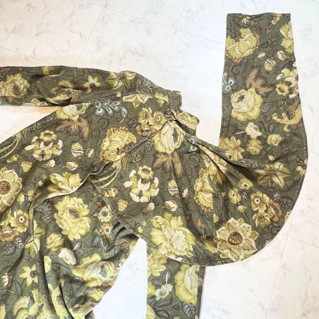 【希少】バレンシアガ BALENCIAGA コート 9号 総柄 グリーン 花柄