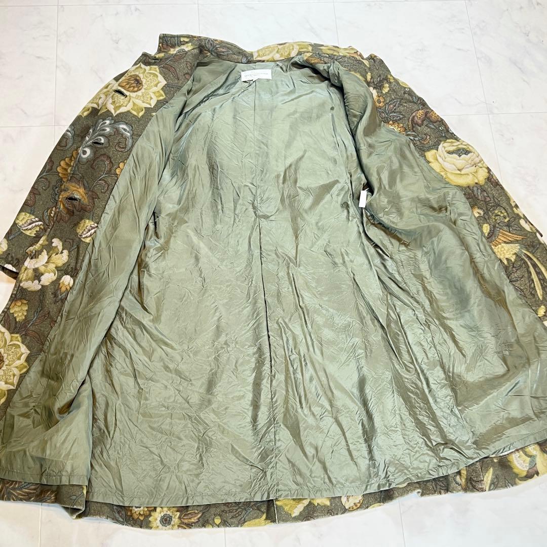 【希少】バレンシアガ BALENCIAGA コート 9号 総柄 グリーン 花柄