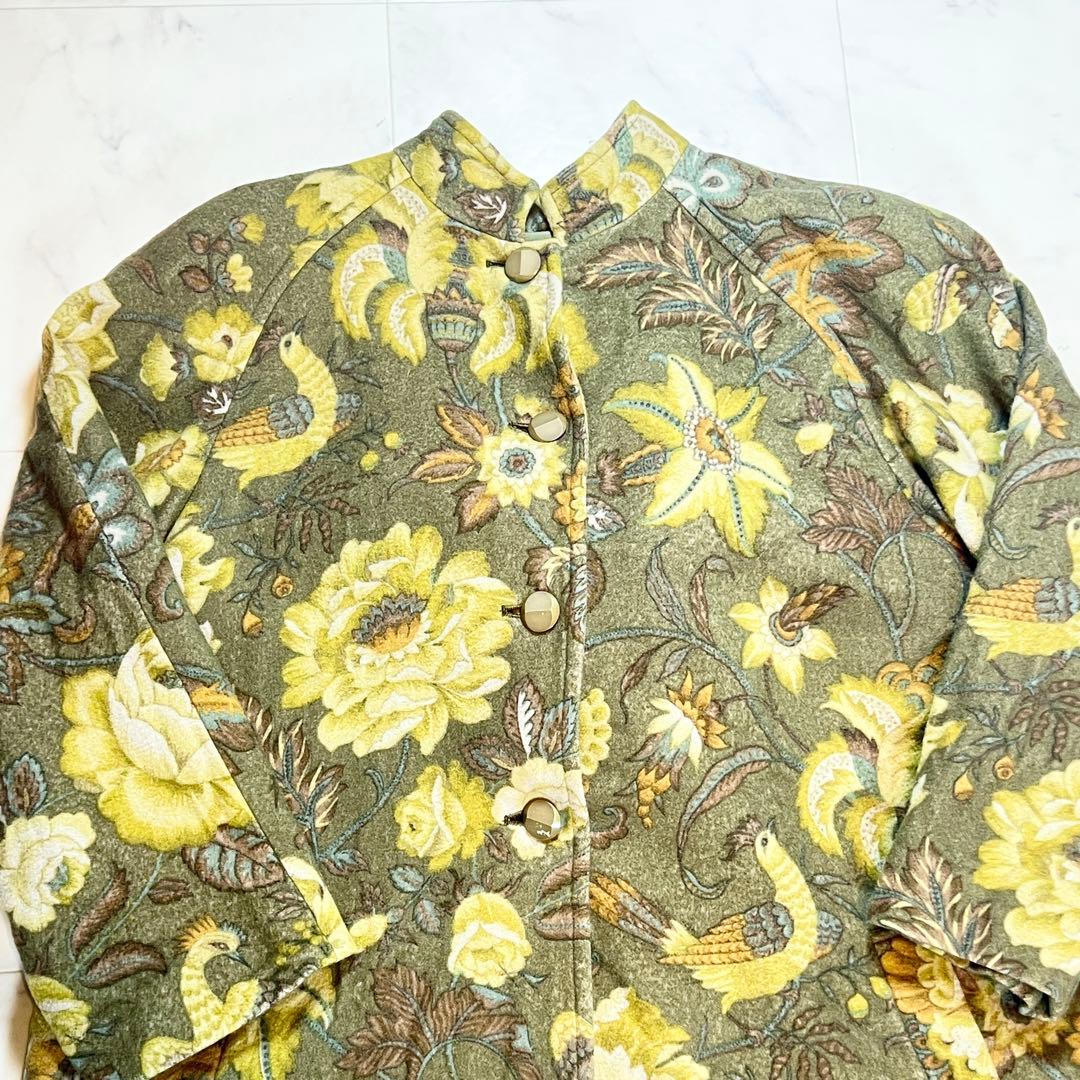 【希少】バレンシアガ BALENCIAGA コート 9号 総柄 グリーン 花柄