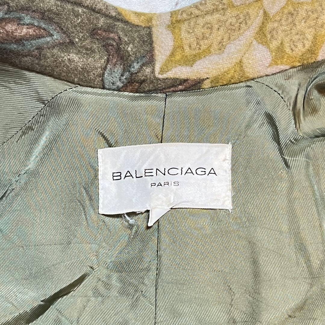 【希少】バレンシアガ BALENCIAGA コート 9号 総柄 グリーン 花柄