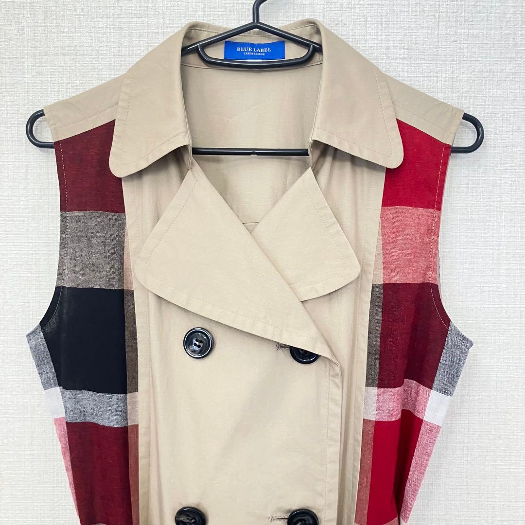 美品 ブルーレーベルクレストブリッジ ベルト ペチコート付き トレンチワンピース