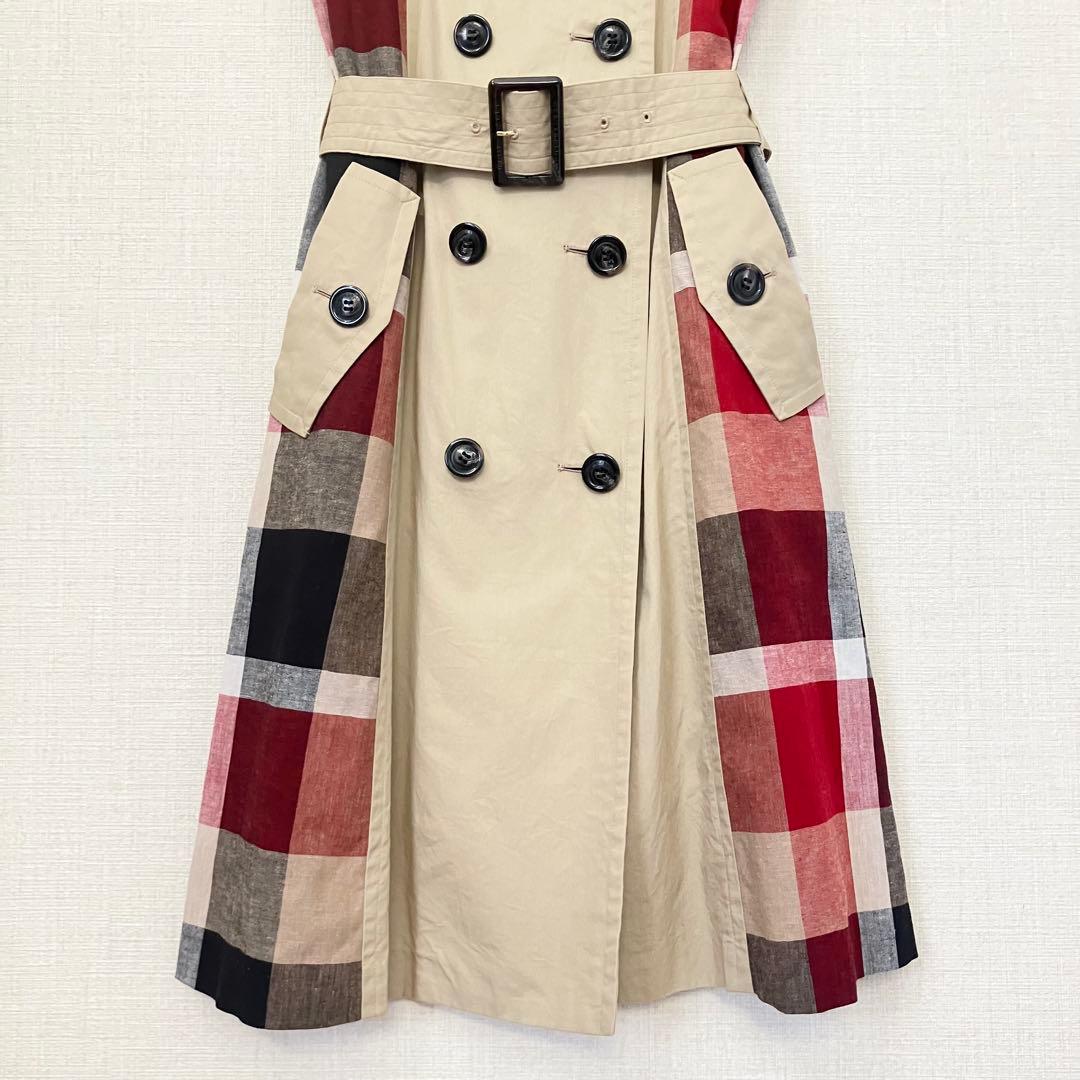 美品 ブルーレーベルクレストブリッジ ベルト ペチコート付き トレンチワンピース