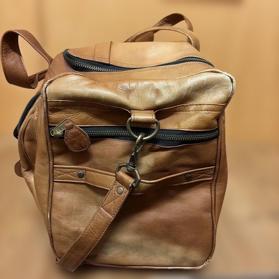 ブラウンレザー ダッフルバッグ　　フライ　FRYE 旅行　ボストンバック　牛革