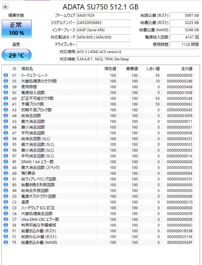 ADATA SU750 512GB SSD 2.5インチ