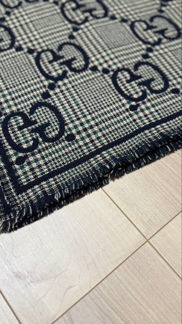 GUCCI チェックGG ウールスカーフ