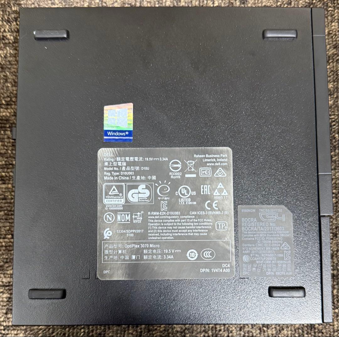 起動確認済 Dell OptiPlex 3070 Micro i5-9500T